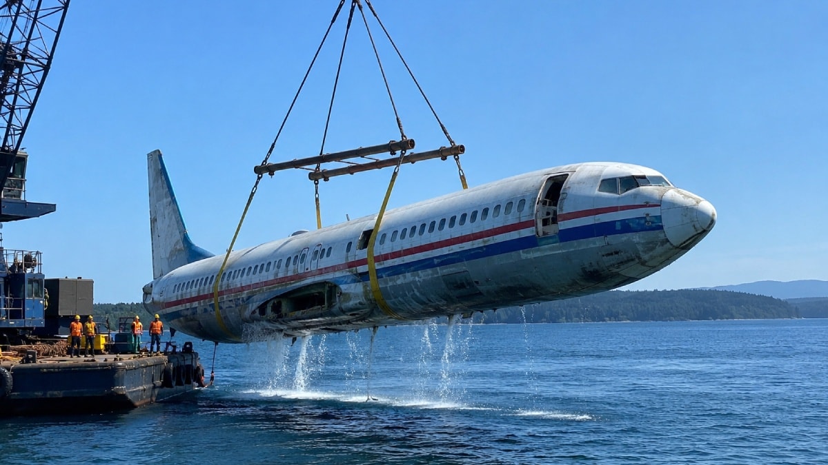 Kullanılmış Boeing 737 uçağı yapay resif olarak denizin dibine indirildi